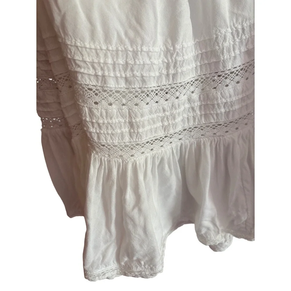 American Eagle White Boho Maxi Skirt XS, cottagecore, festival, prairie, coastal - Picture 5 of 6
